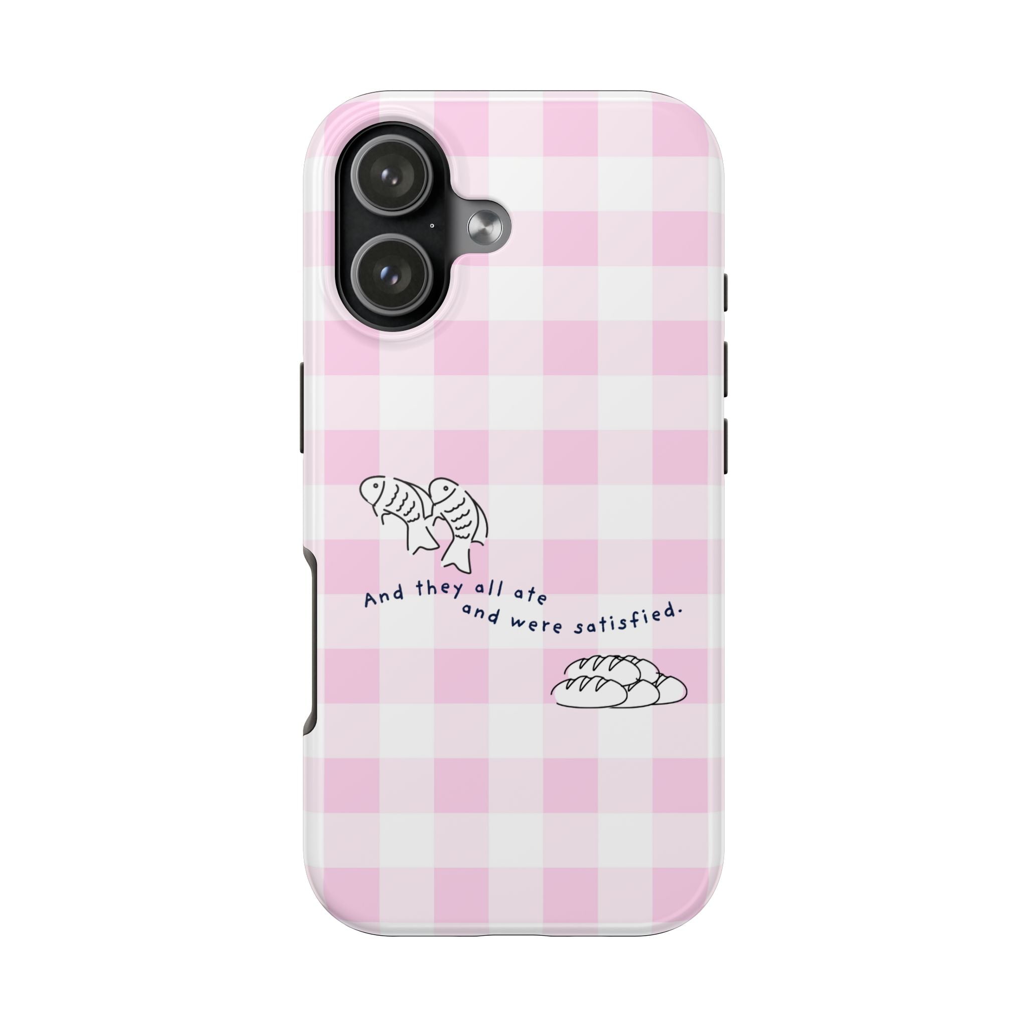 FISH AND LOAVES Gingham Phone Case (Pink)