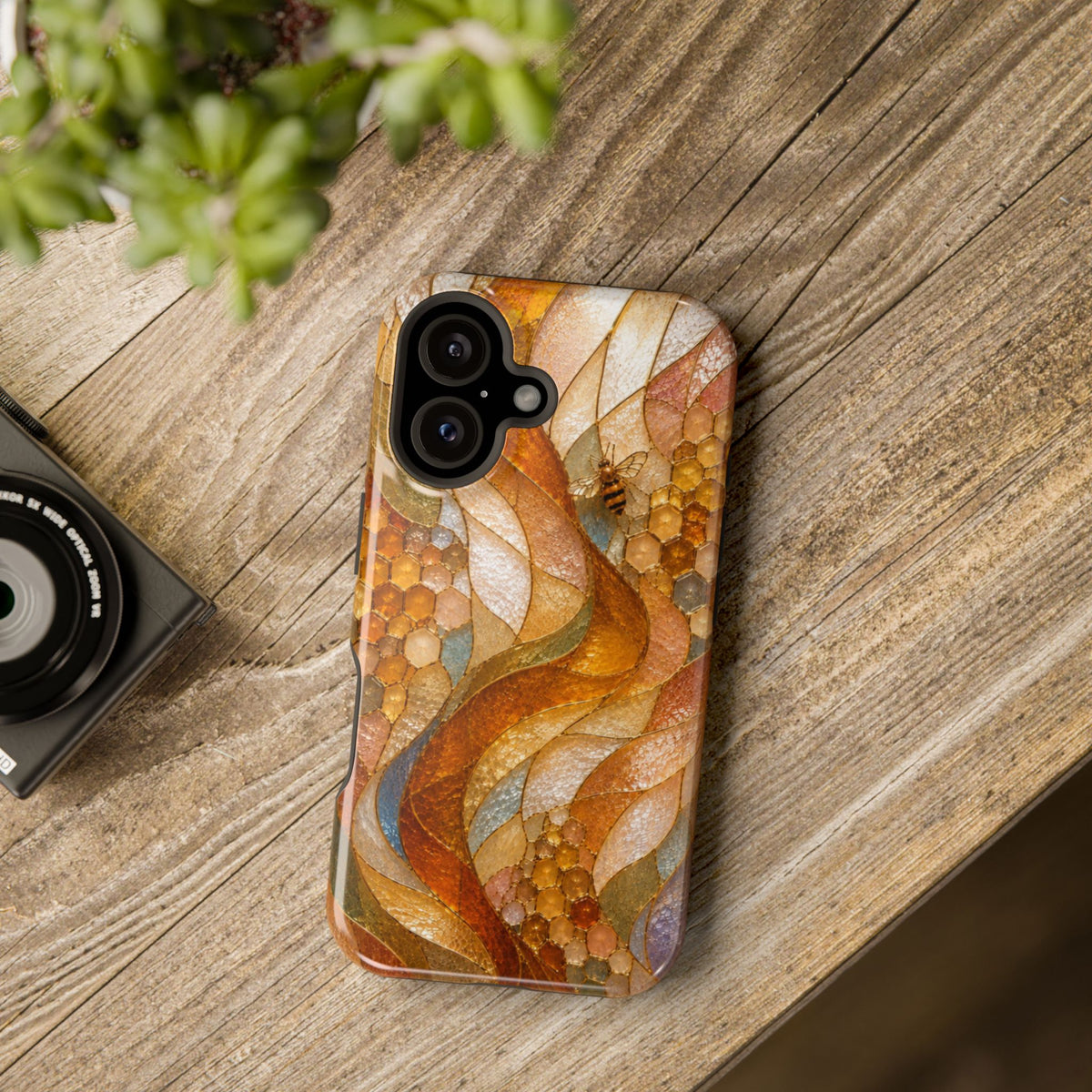 Abstract Amber Mosaic Phone Case — Magnetic Impact-Resistant iPhone Cover