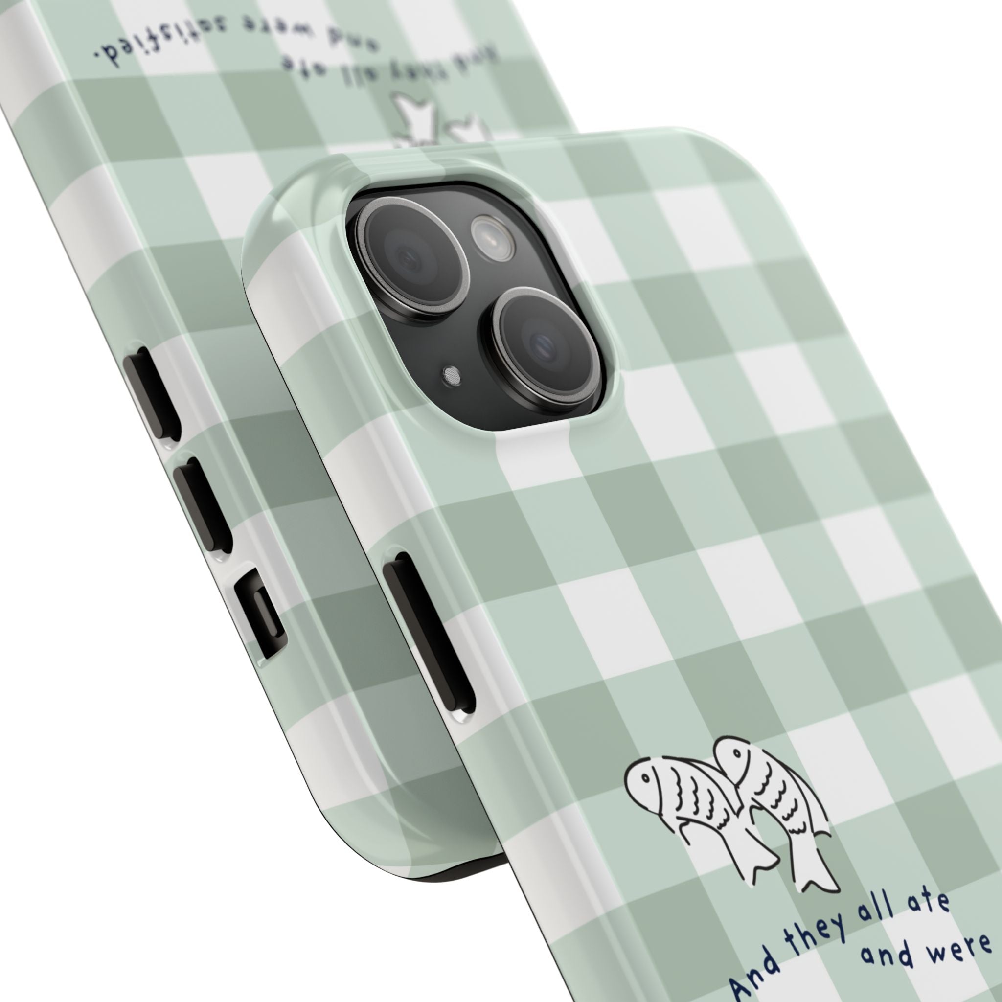 FISH AND LOAVES Gingham Phone Case (Green)