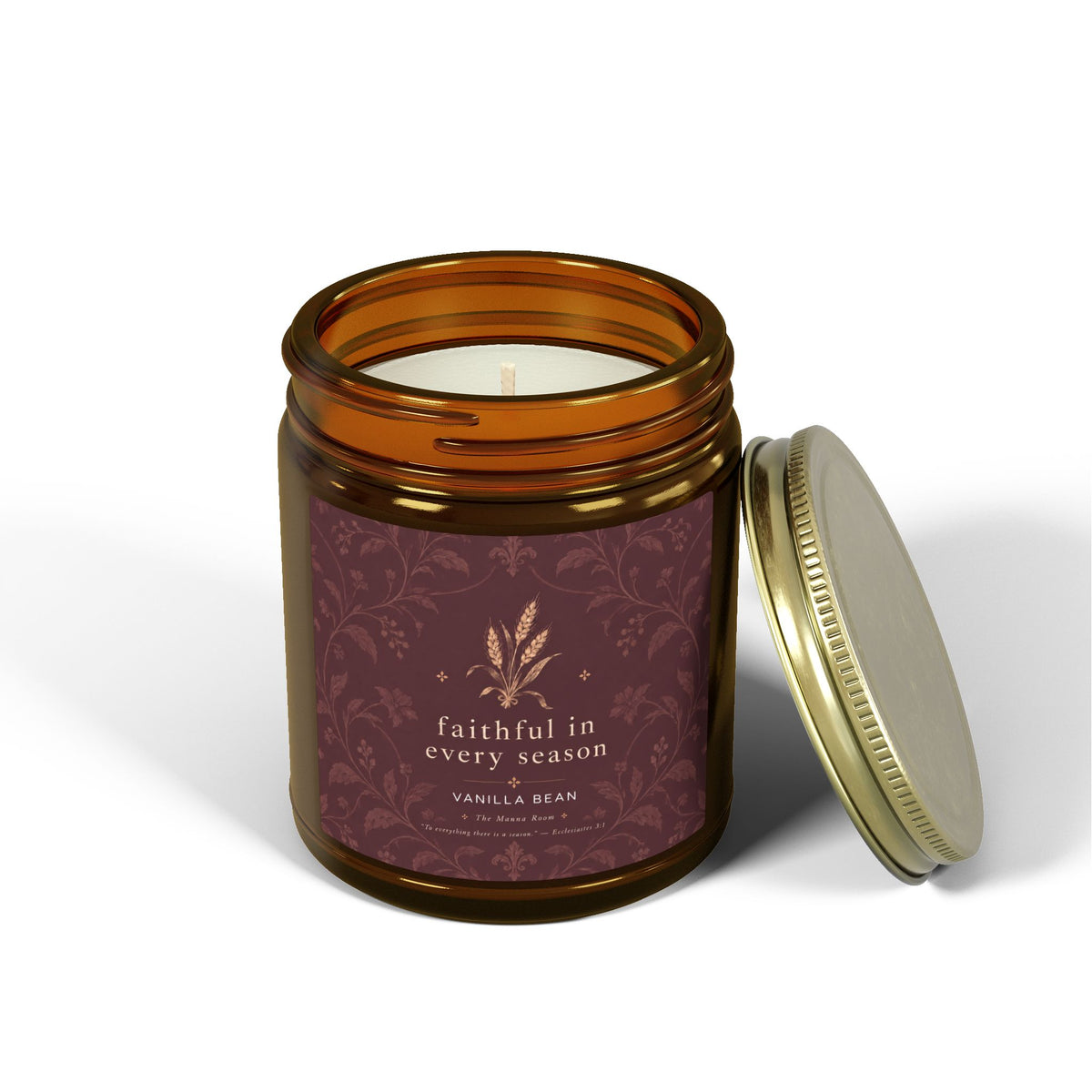 Coconut Apricot Scented Candle — 9oz Amber Jar (Faithful In Every Season)