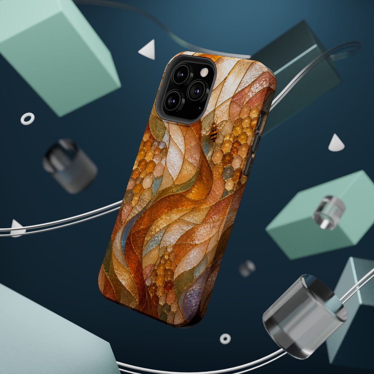 Abstract Amber Mosaic Phone Case — Magnetic Impact-Resistant iPhone Cover