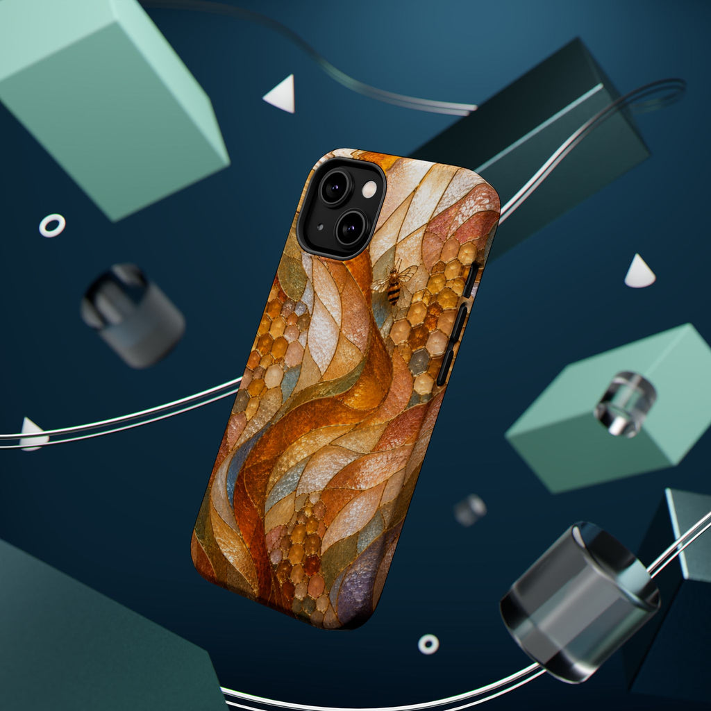 Abstract Amber Mosaic Phone Case — Magnetic Impact-Resistant iPhone Cover