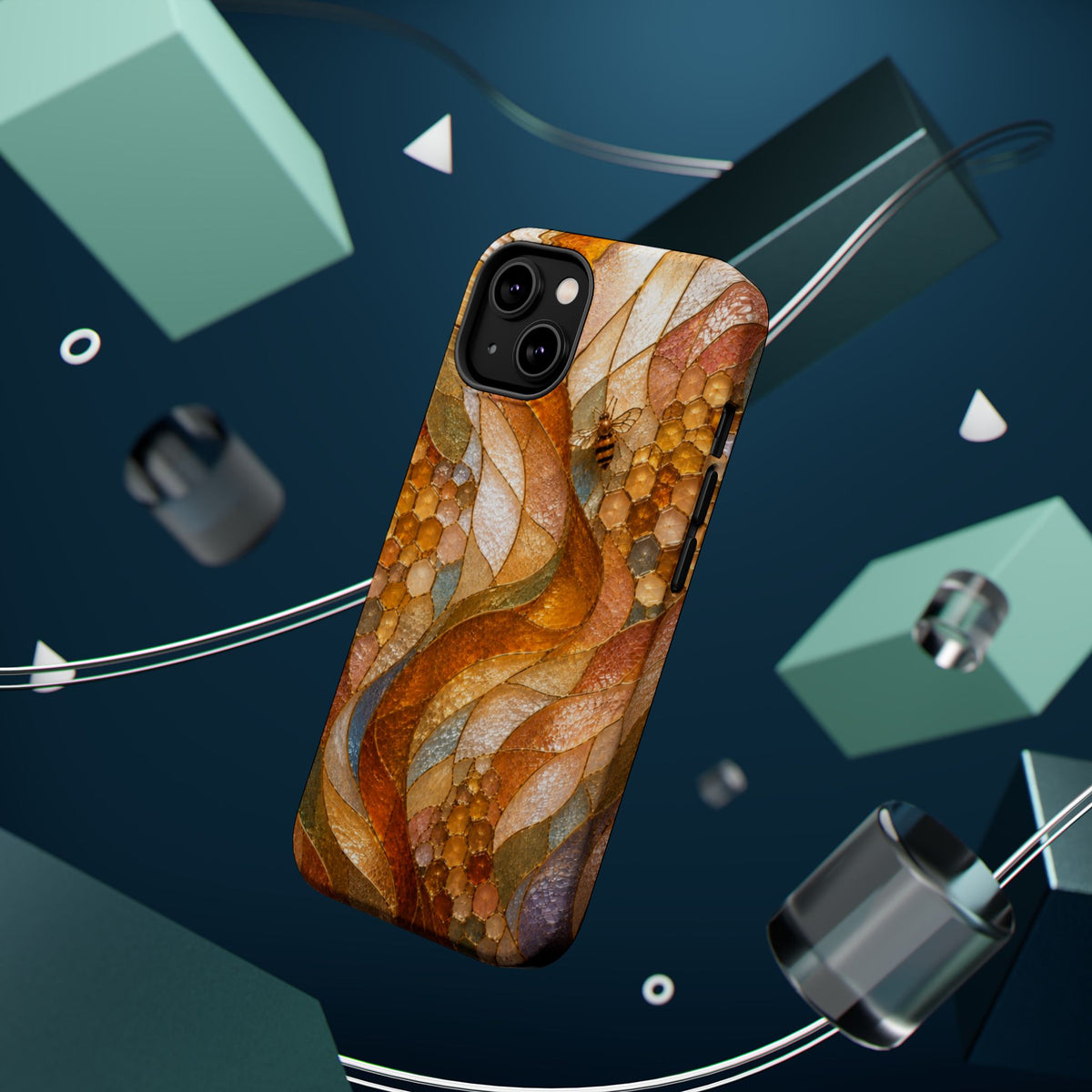 Abstract Amber Mosaic Phone Case — Magnetic Impact-Resistant iPhone Cover