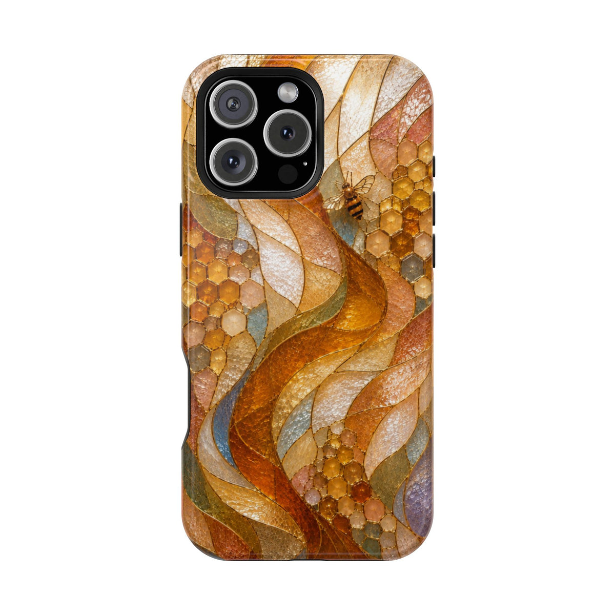 Abstract Amber Mosaic Phone Case — Magnetic Impact-Resistant iPhone Cover
