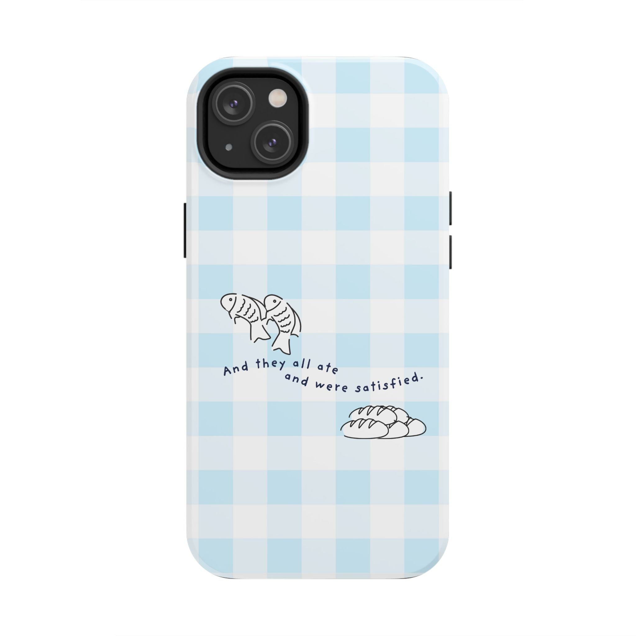FISH AND LOAVES Gingham Phone Case (Blue)