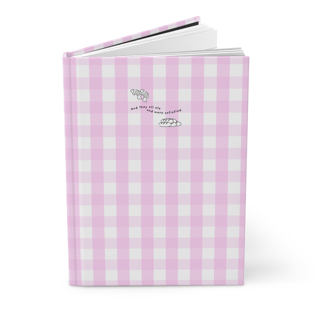 Pink Gingham Christian Journal | Matthew 14:20 Hardcover Notebook | Bible Study Journal | Faith Gift for Women | Prayer Journal | Christian Stationery