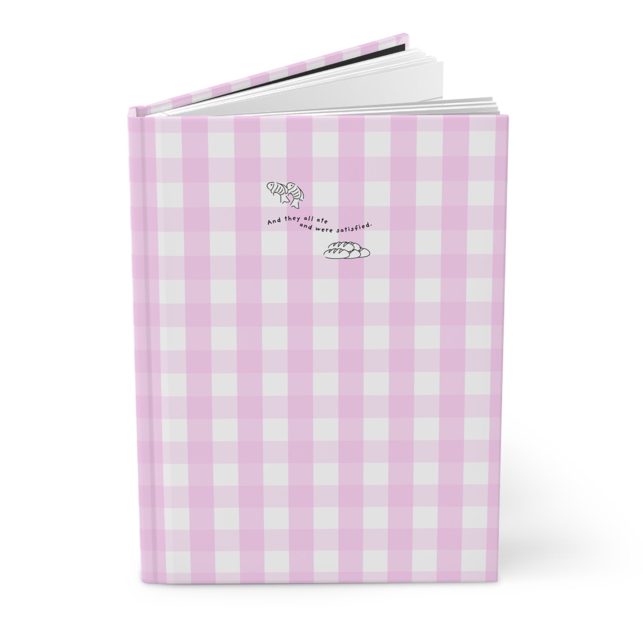 Pink Gingham Christian Journal | Matthew 14:20 Hardcover Notebook | Bible Study Journal | Faith Gift for Women | Prayer Journal | Christian Stationery