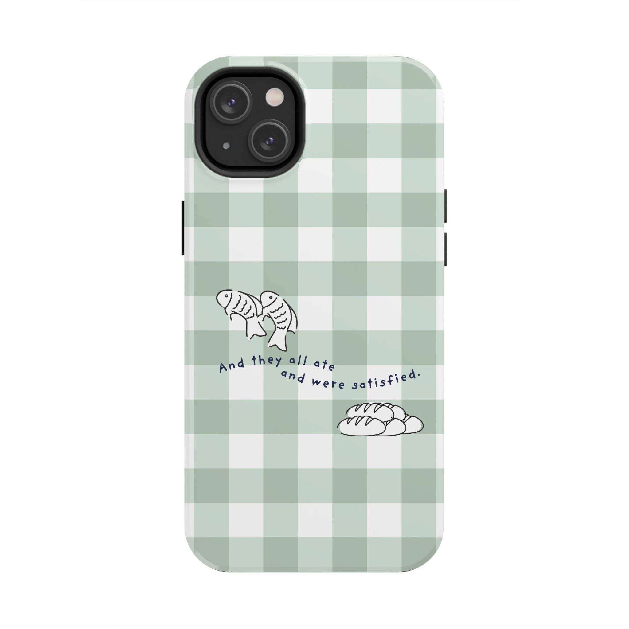 FISH AND LOAVES Gingham Phone Case (Green)