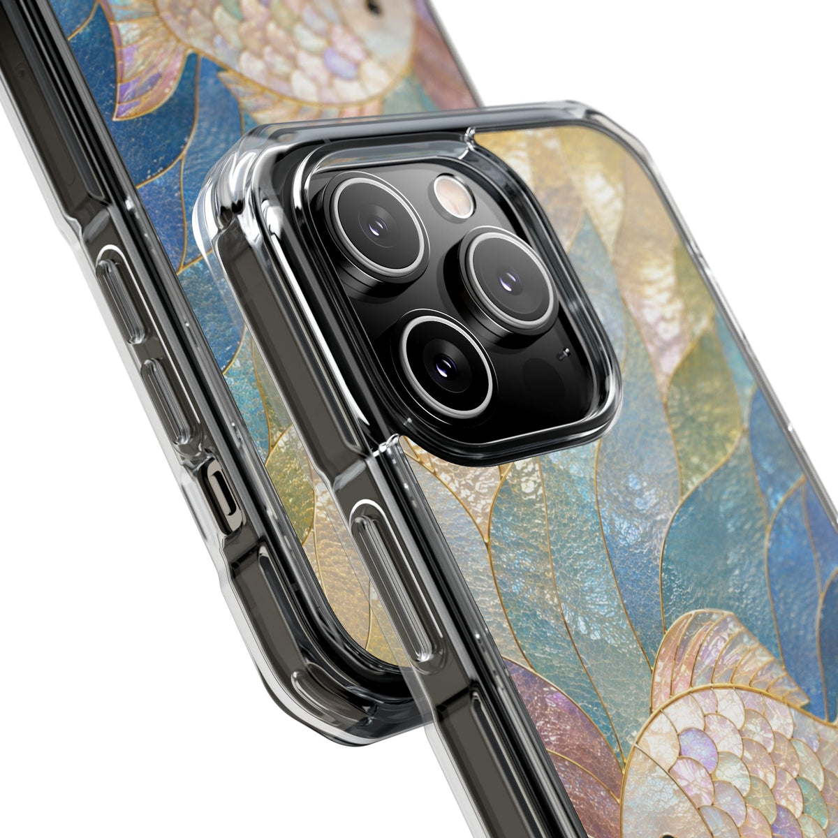 Trust and Know Clear Magnetic Phone Case — Iridescent Fish Mosaic Design