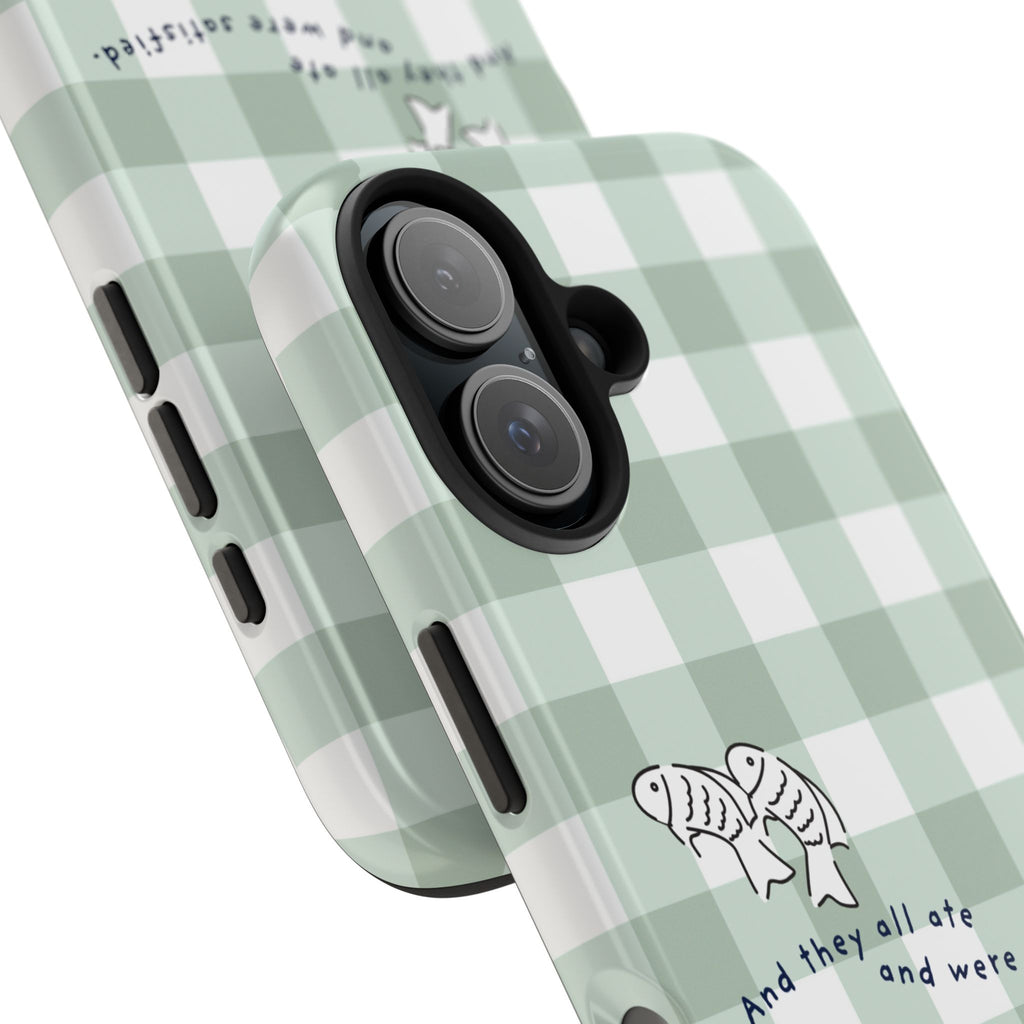 FISH AND LOAVES Gingham Phone Case (Green)