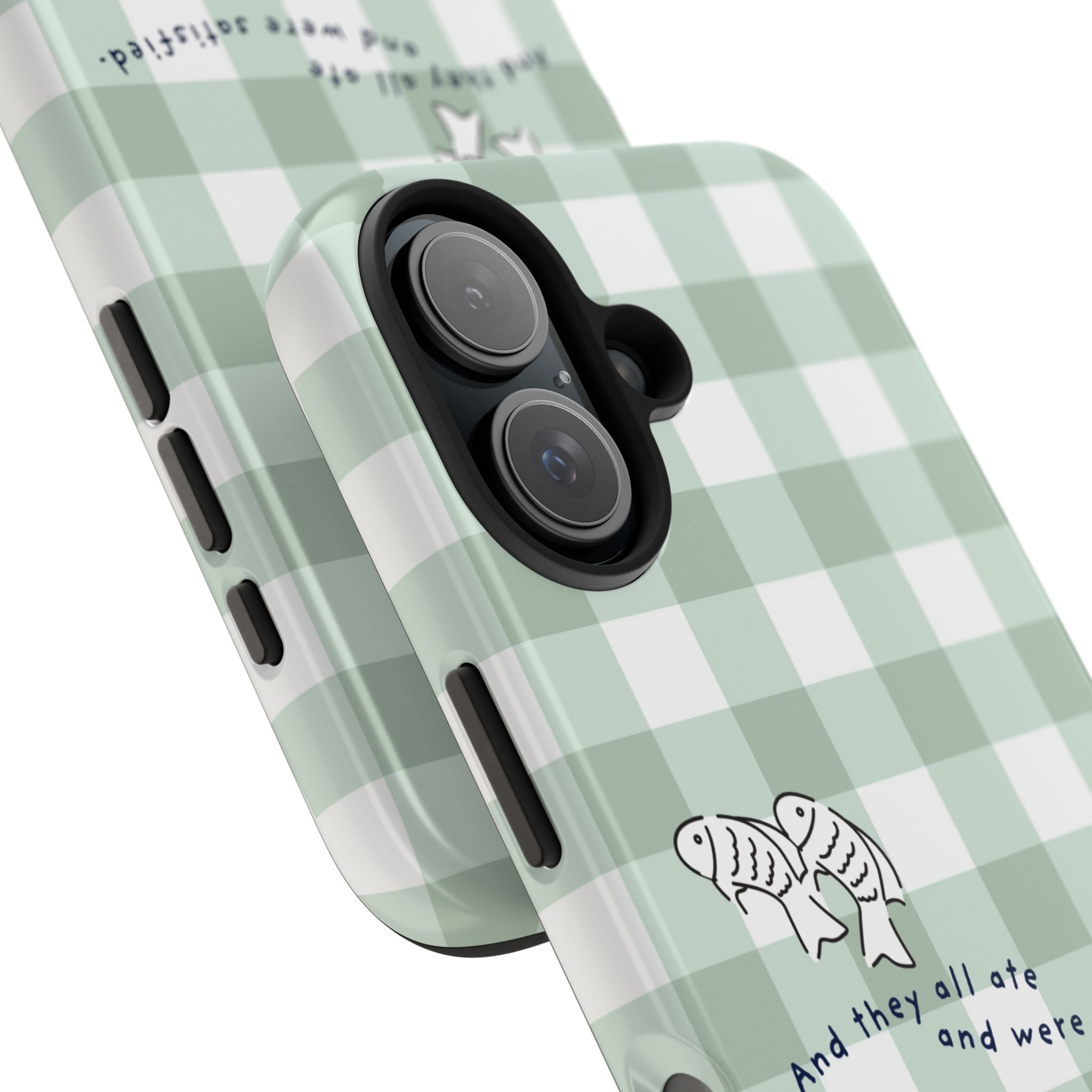 FISH AND LOAVES Gingham Phone Case (Green)