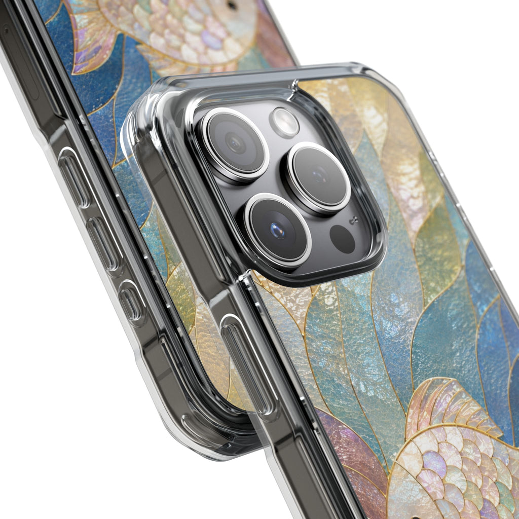 Trust and Know Clear Magnetic Phone Case — Iridescent Fish Mosaic Design