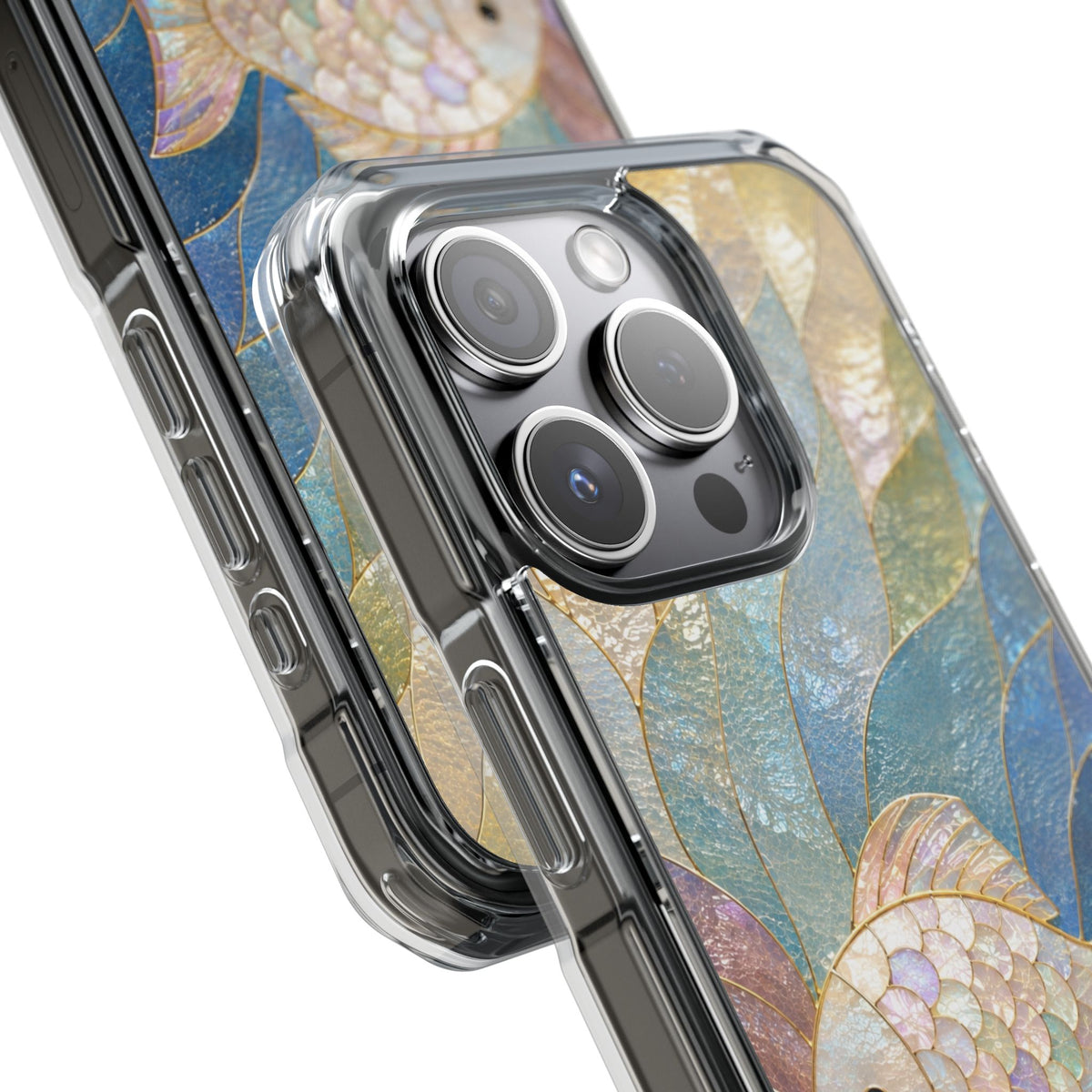 Trust and Know Clear Magnetic Phone Case — Iridescent Fish Mosaic Design