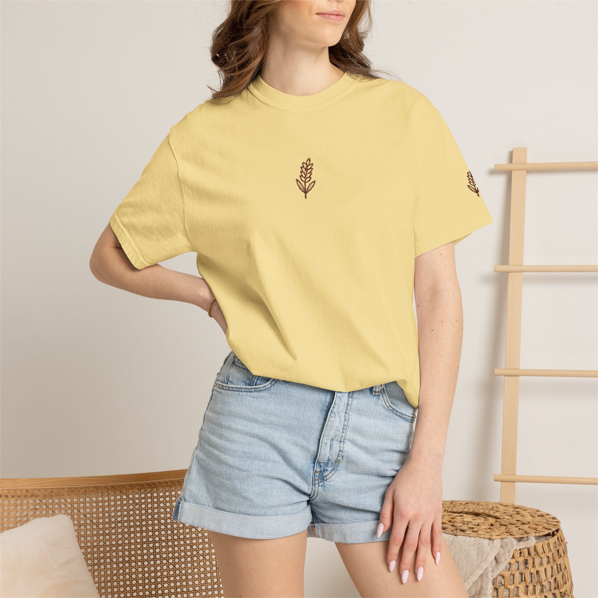 Christian Wheat Embroidered T-Shirt | Fall Comfort Colors Tee | Daily Bread Faith Shirt | Minimal Christian Fall Shirt