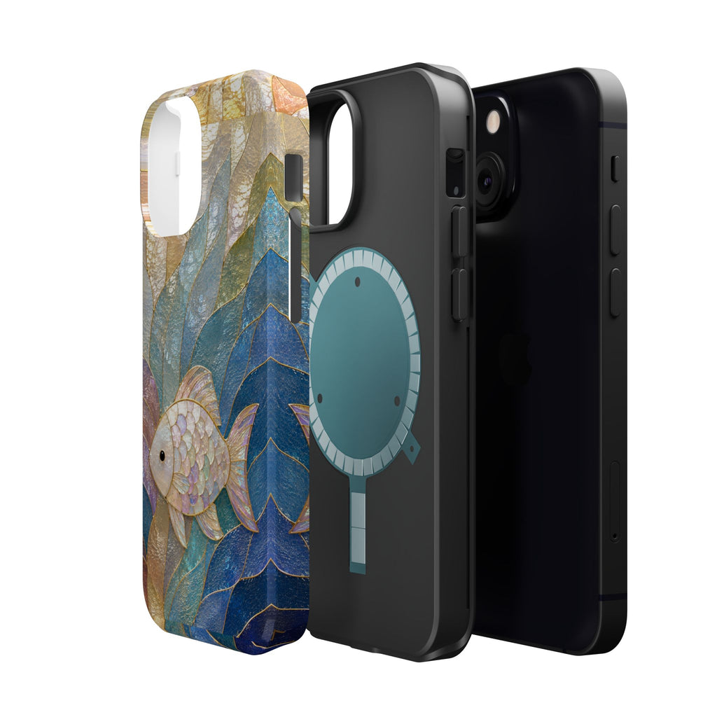Fish Mosaic Magnetic Phone Case — Impact-Resistant Ocean Art