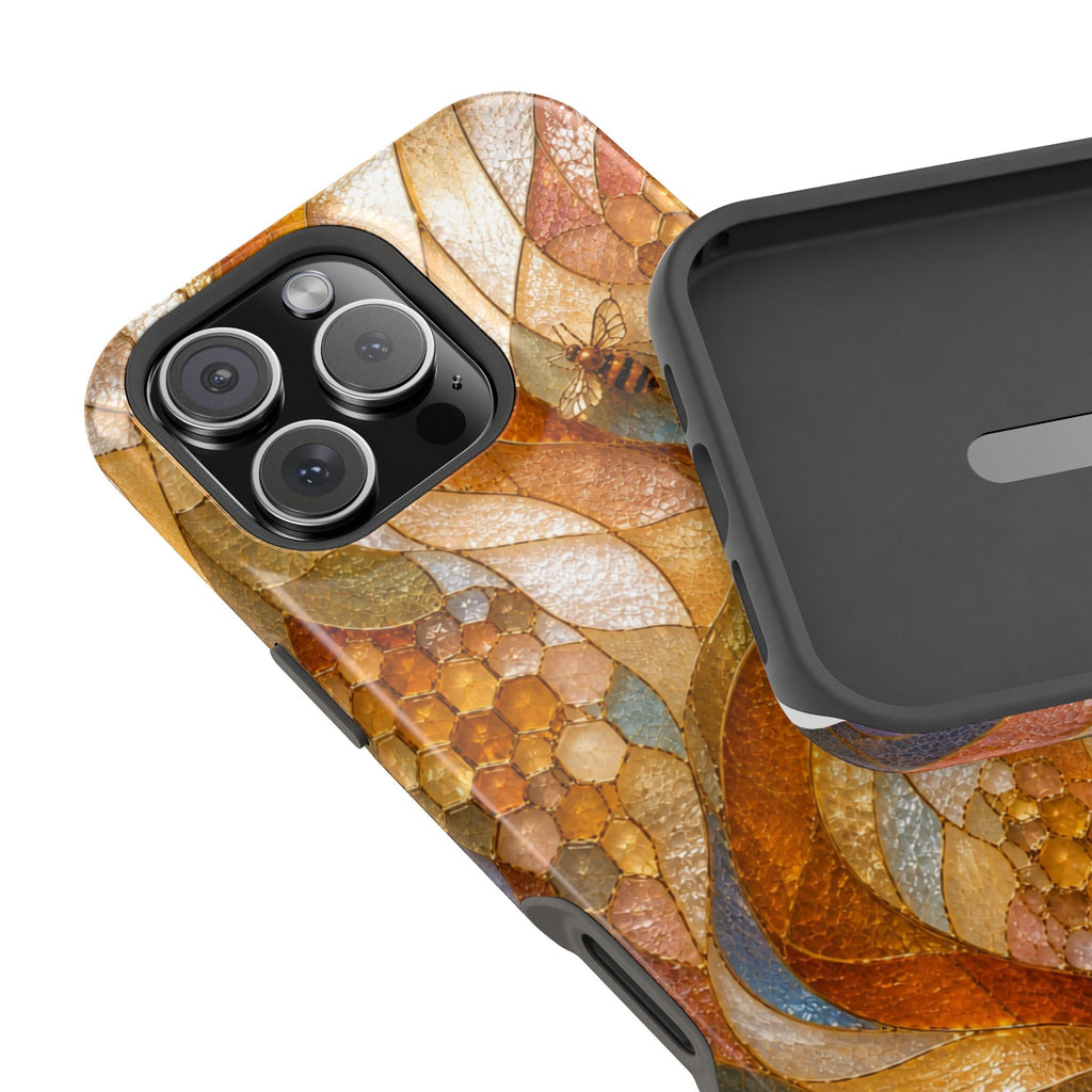 Abstract Amber Mosaic Phone Case — Magnetic Impact-Resistant iPhone Cover