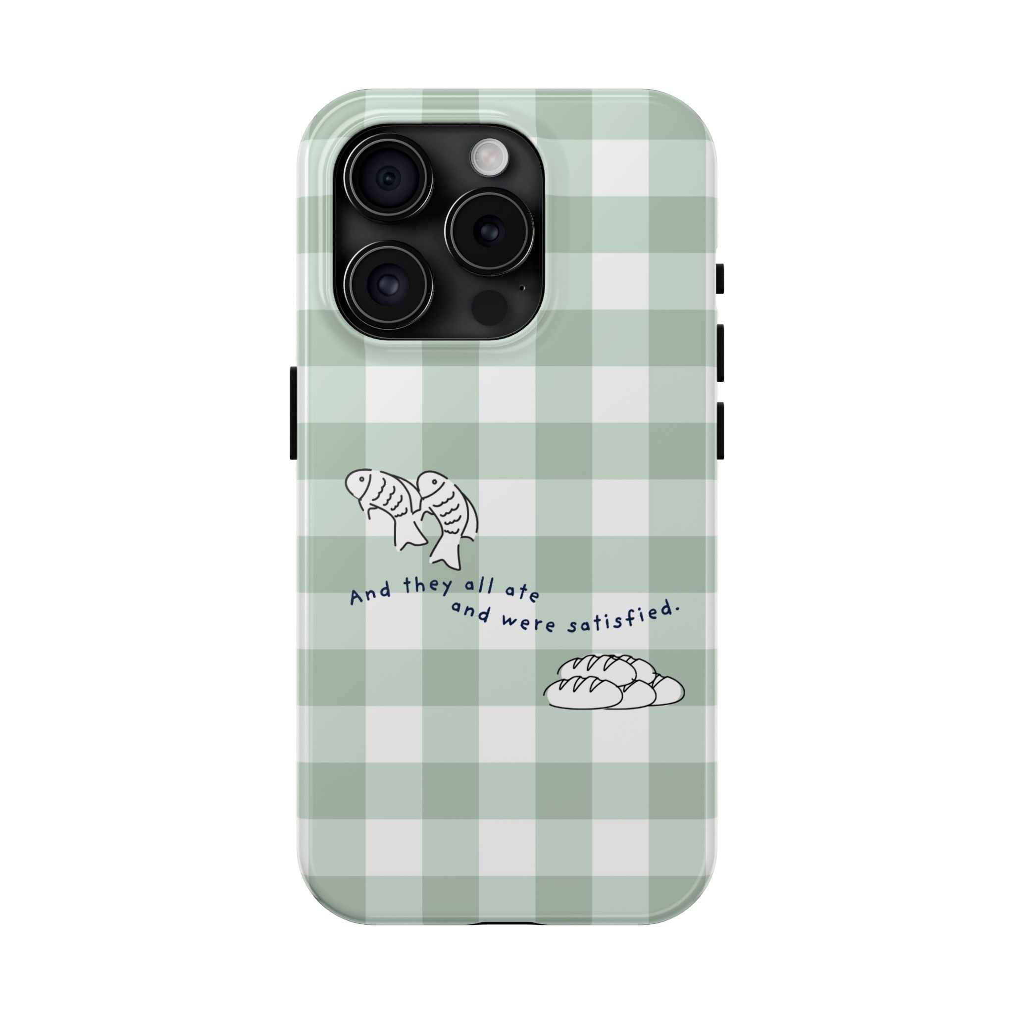 FISH AND LOAVES Gingham Phone Case (Green)