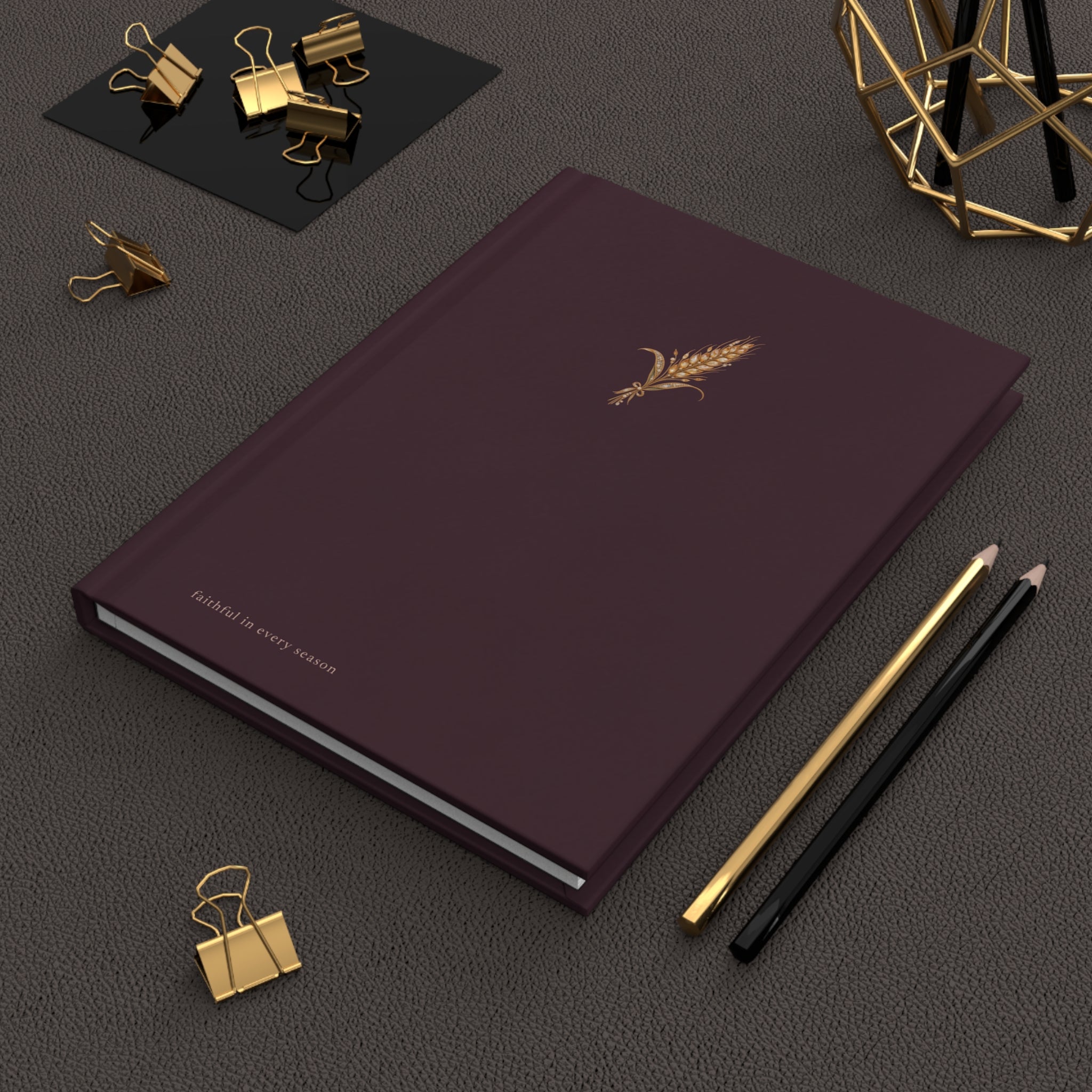Matte Chocolate Brown Hardcover Journal — Faithful in Every Season