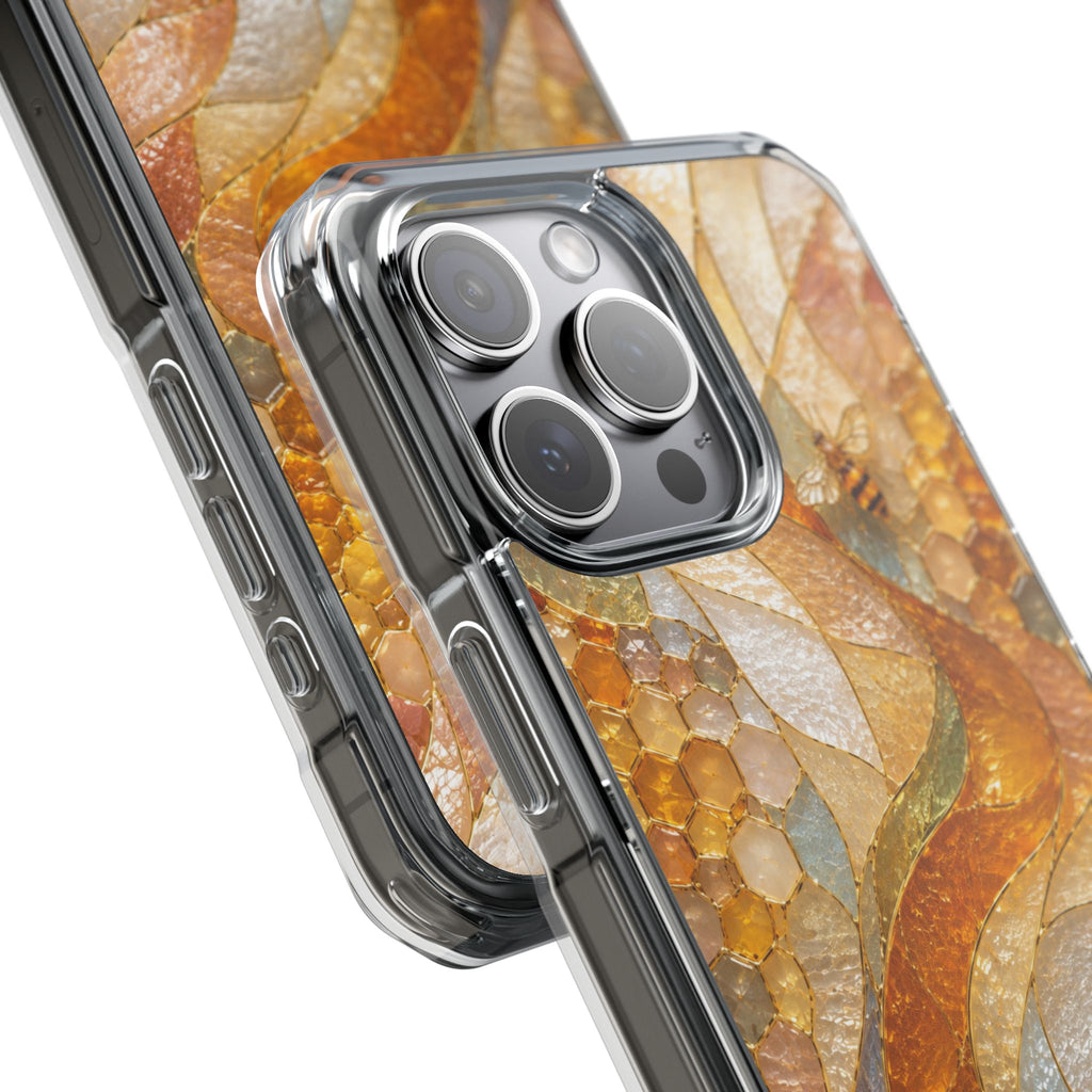 Clear Magnetic Phone Case — Autumn Mosaic Swirl Design