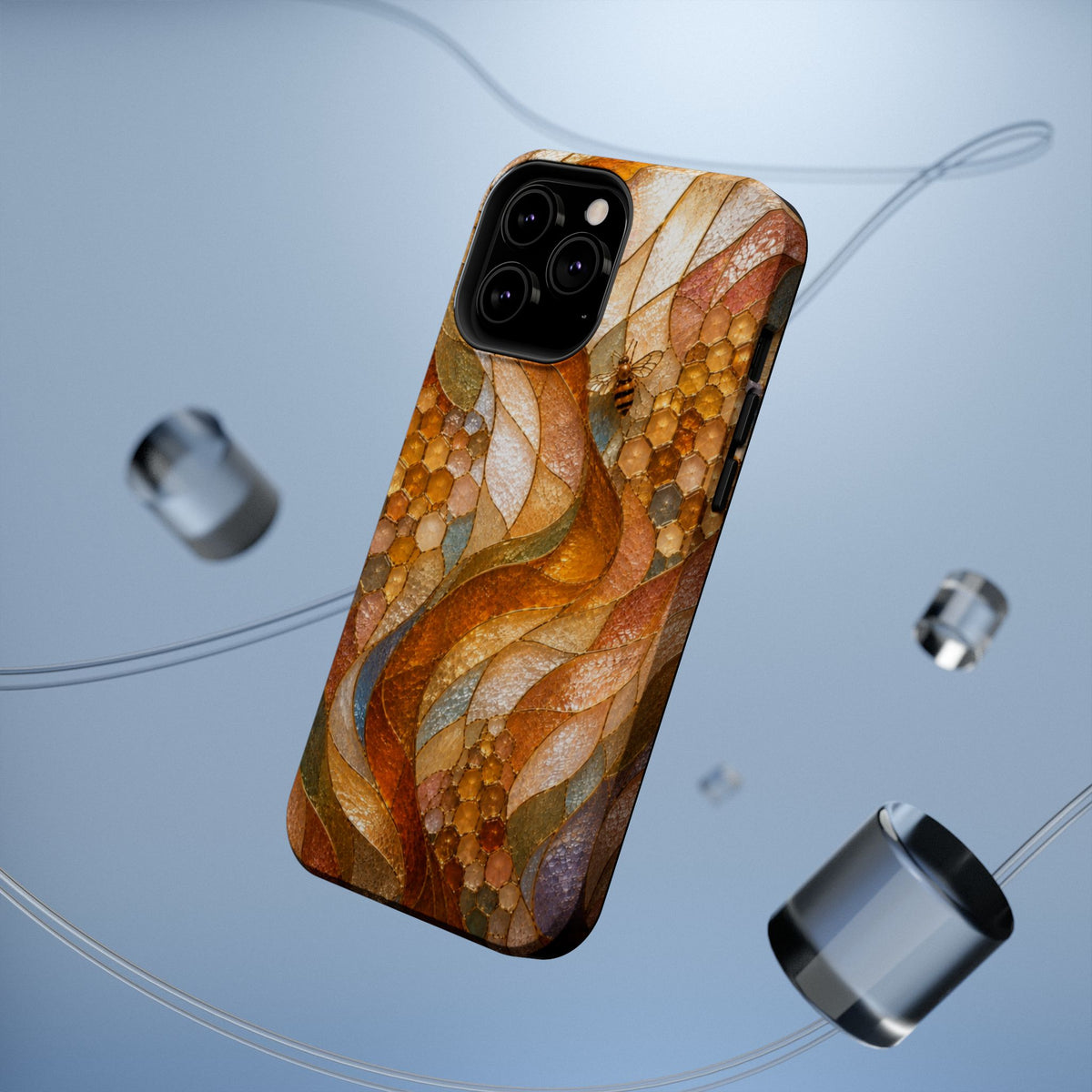 Abstract Amber Mosaic Phone Case — Magnetic Impact-Resistant iPhone Cover