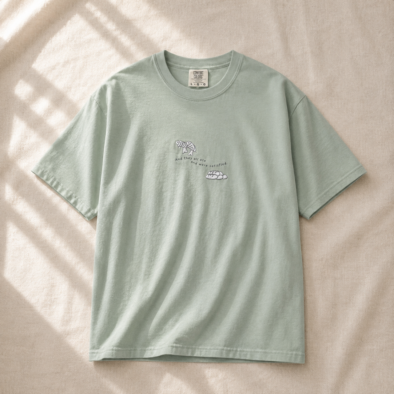 Embroidered Fish and Loaves Comfort Colors Shirt, Christian T-Shirt, Matthew 14 Tee, Bible Study Shirt, Christian Gift for Women, Church Tee
