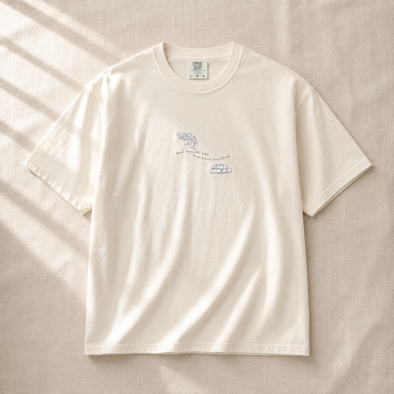 Embroidered Fish and Loaves Comfort Colors Shirt, Christian T-Shirt, Matthew 14 Tee, Bible Study Shirt, Christian Gift for Women, Church Tee