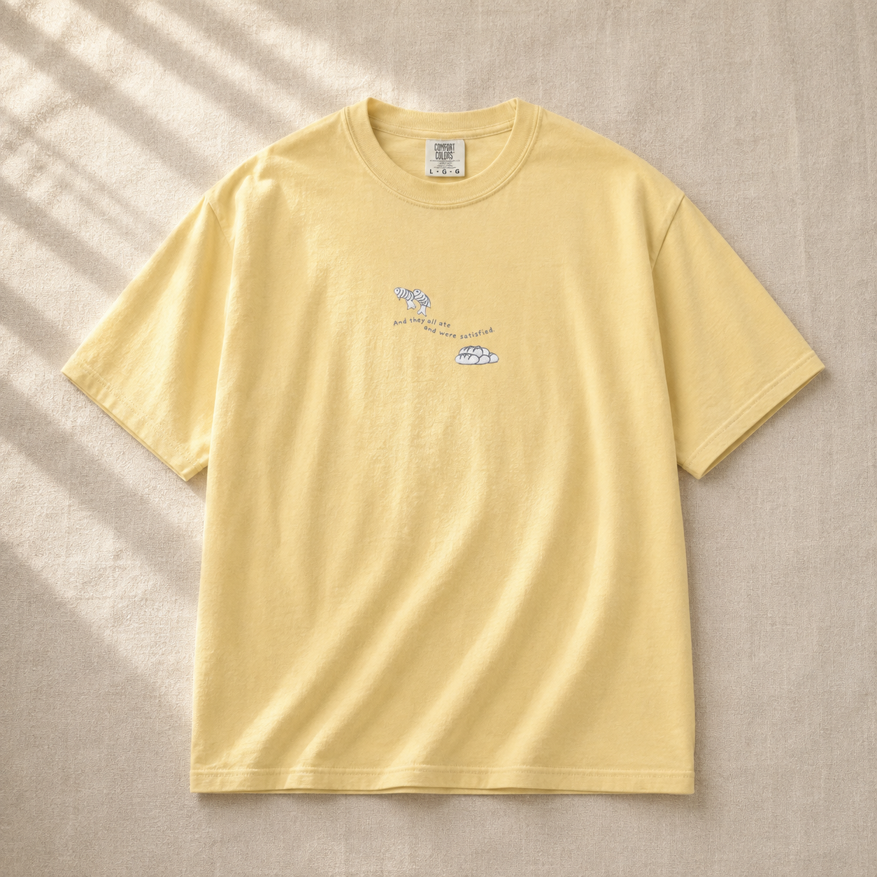 Embroidered Fish and Loaves Comfort Colors Shirt, Christian T-Shirt, Matthew 14 Tee, Bible Study Shirt, Christian Gift for Women, Church Tee