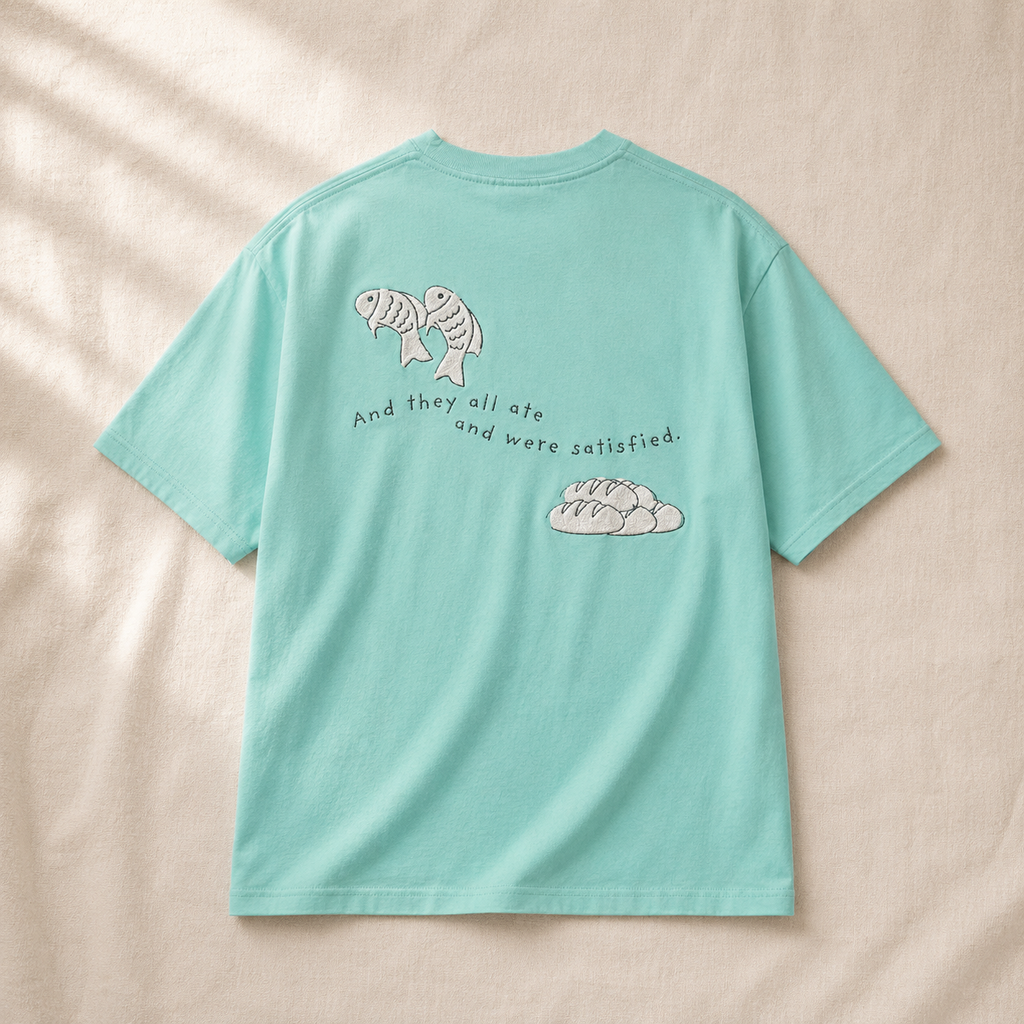 Embroidered Fish and Loaves Comfort Colors Shirt, Christian T-Shirt, Matthew 14 Tee, Bible Study Shirt, Christian Gift for Women, Church Tee