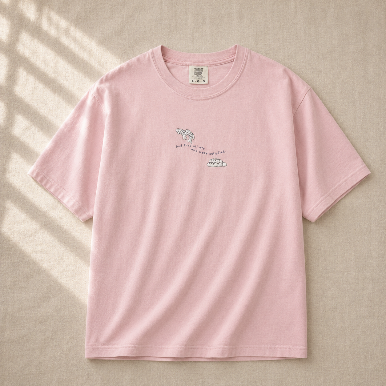 Embroidered Fish and Loaves Comfort Colors Shirt, Christian T-Shirt, Matthew 14 Tee, Bible Study Shirt, Christian Gift for Women, Church Tee