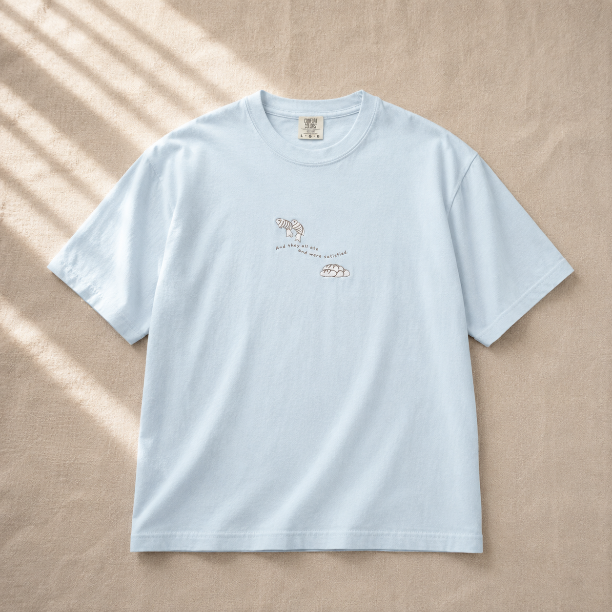 Embroidered Fish and Loaves Comfort Colors Shirt, Christian T-Shirt, Matthew 14 Tee, Bible Study Shirt, Christian Gift for Women, Church Tee