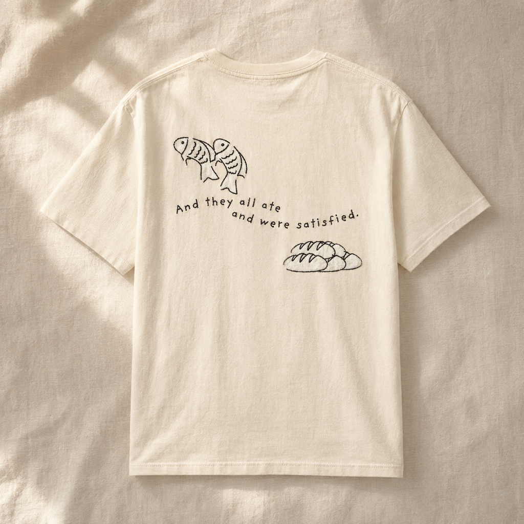 Embroidered Fish and Loaves Comfort Colors Shirt, Christian T-Shirt, Matthew 14 Tee, Bible Study Shirt, Christian Gift for Women, Church Tee