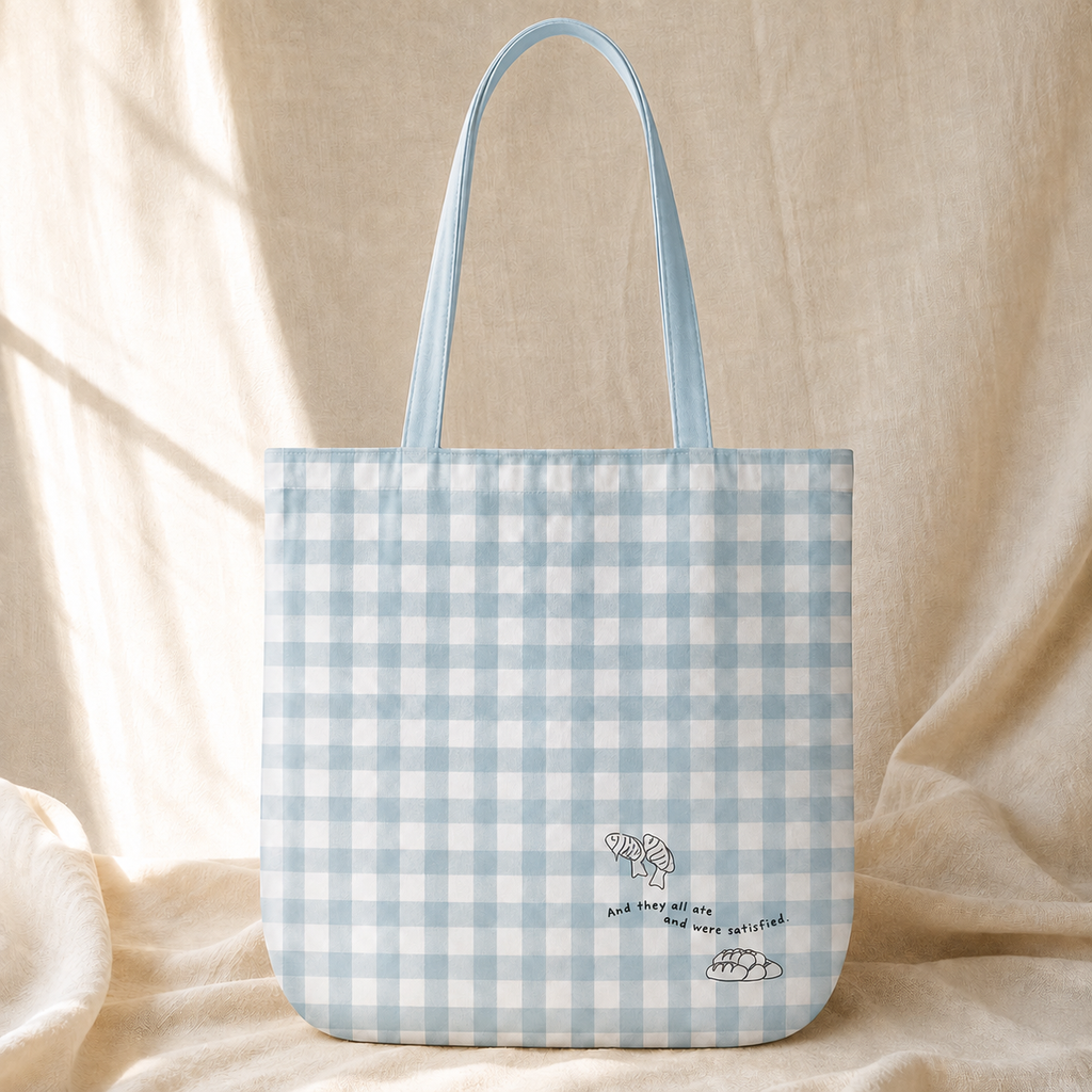 Christian Tote Bag | Fish & Loaves Bible Study Bag | Matthew 14:20 Canvas Tote | Church Bag | Everyday Faith Tote | Christian Gift